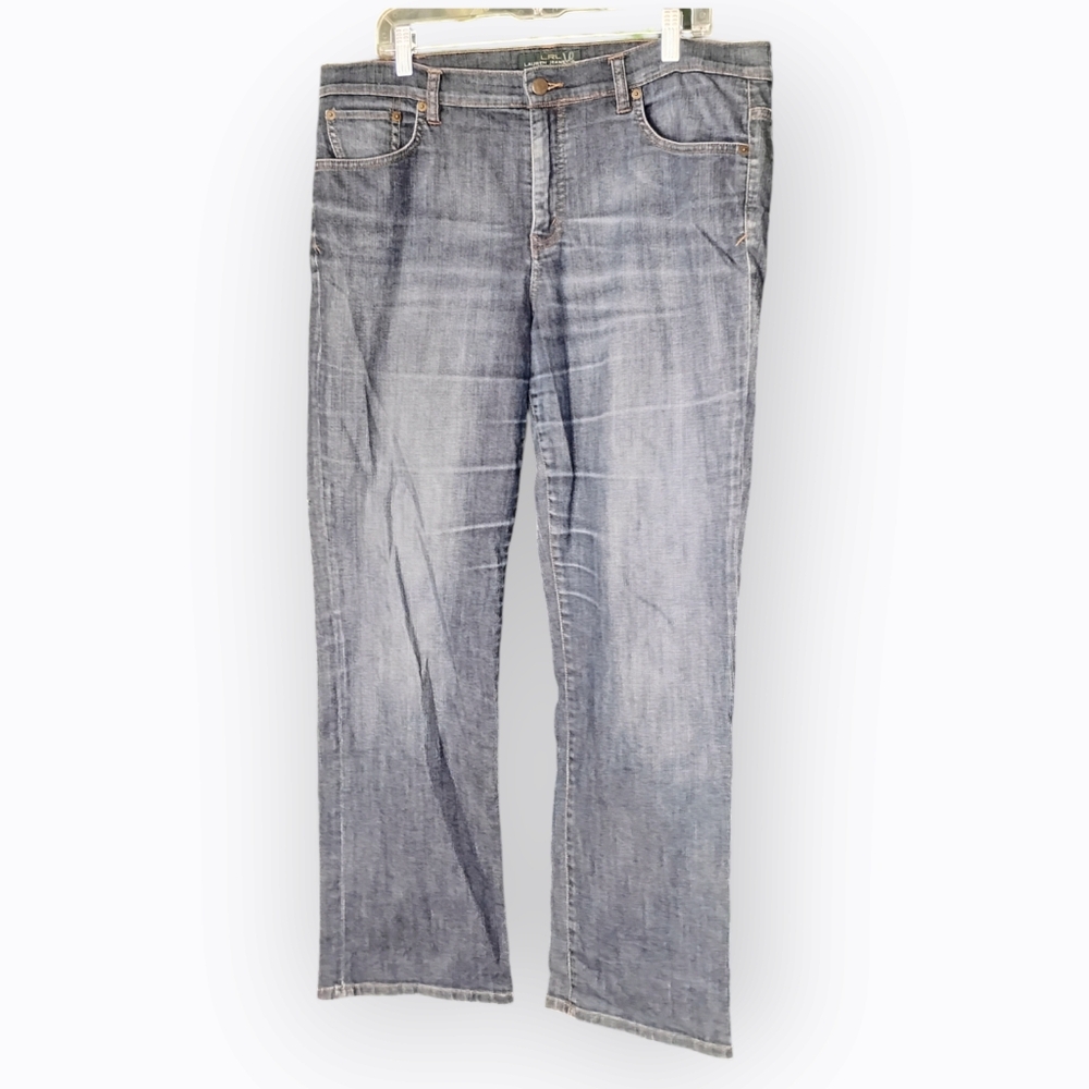 LRL LAUREN JEANS CO Classic Mid Rise Straight Leg Denim Blue Jeans